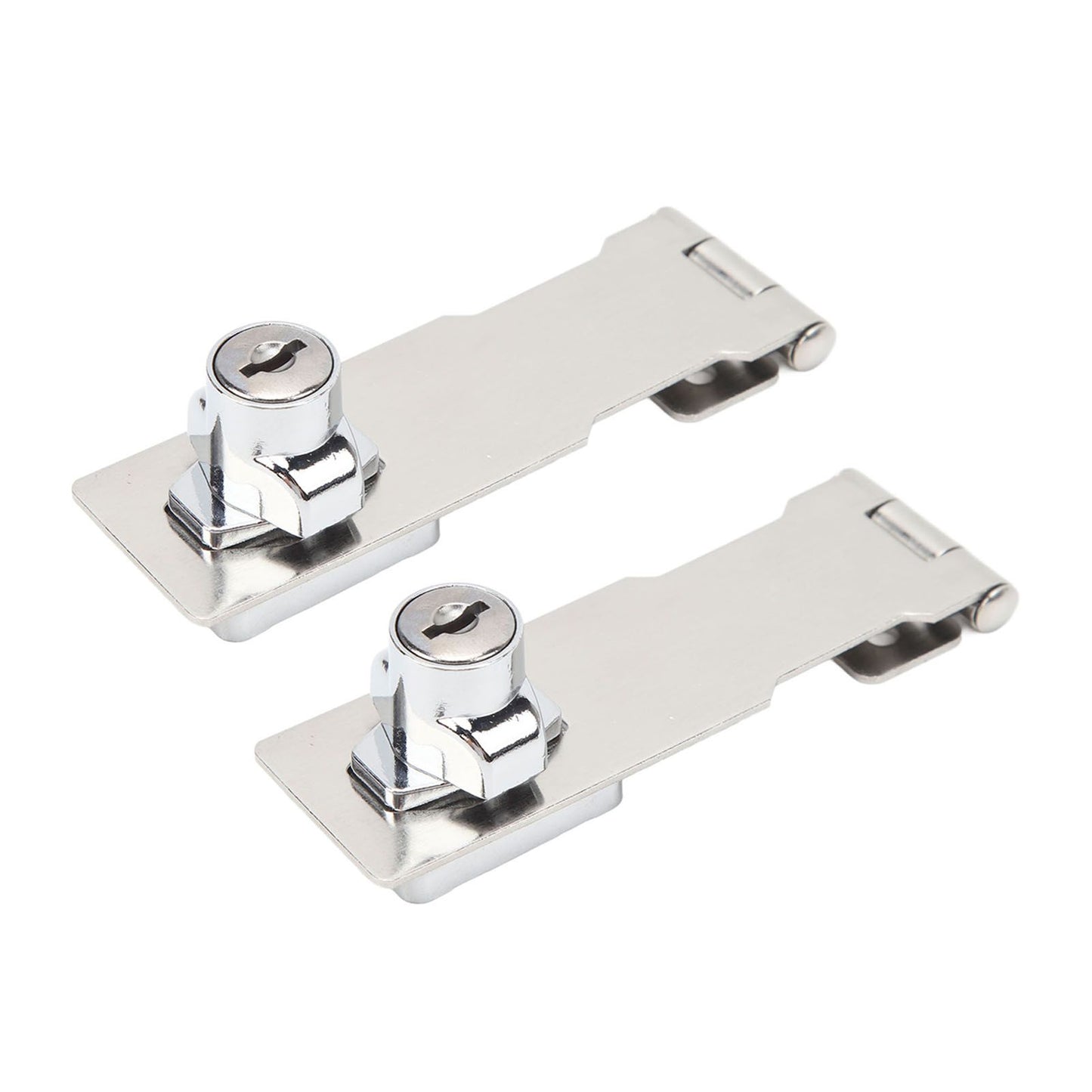 2PCS Keyed Hasp Locks 201 Stainless Steel Zinc Alloy Twist Knob Catch Latch Safety Lock for Cabinets Doors Silver