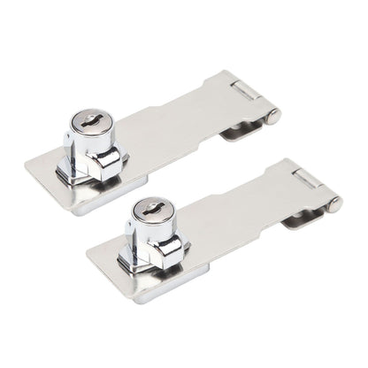 2PCS Keyed Hasp Locks 201 Stainless Steel Zinc Alloy Twist Knob Catch Latch Safety Lock for Cabinets Doors Silver