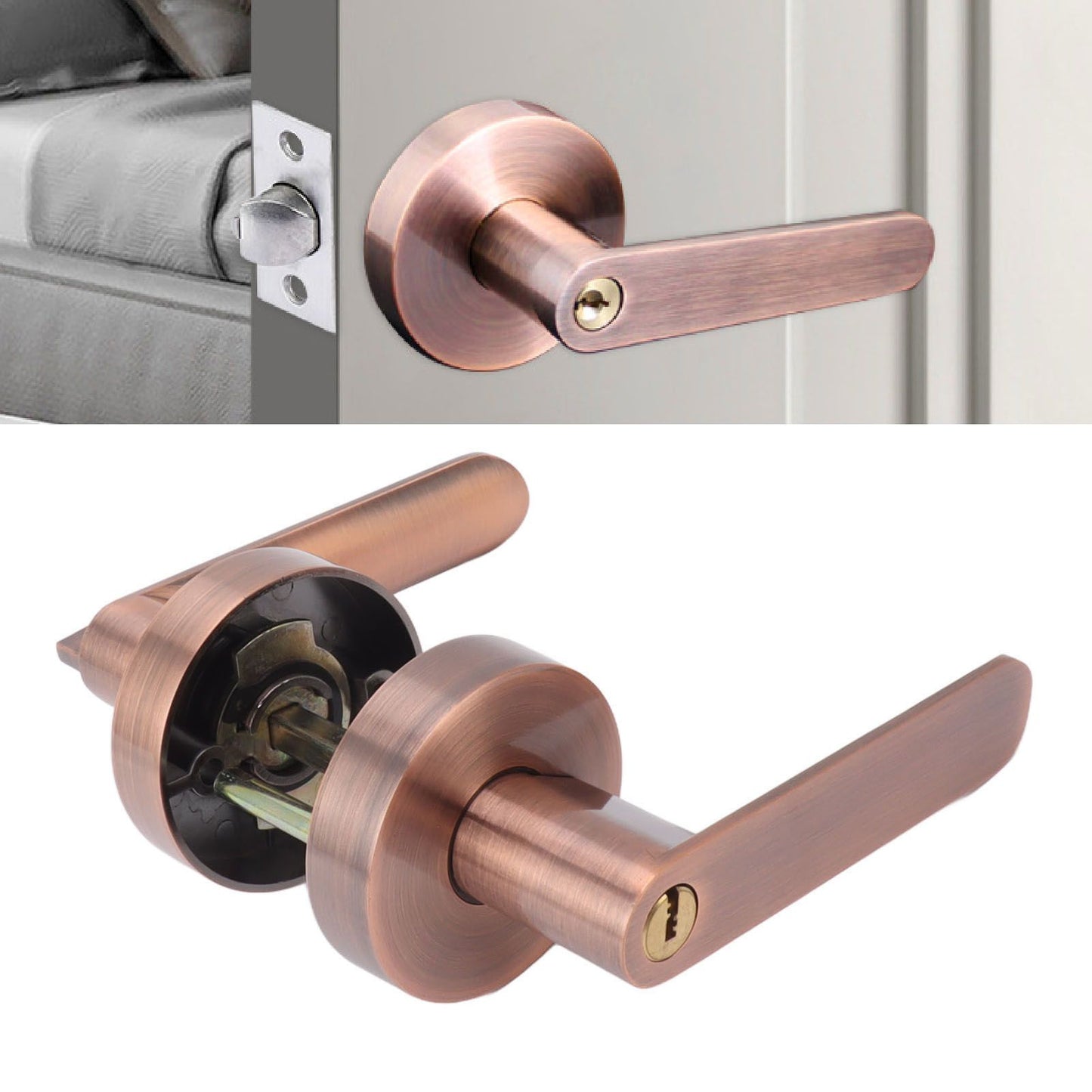 Passage Door Lever Set Aluminum Alloy Simple Modern Door Entry Lever Lock for Hallway Closet