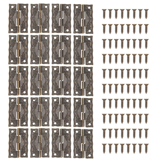 20 Set Antique Decorative Hinges Zinc Alloy Vintage Box Hinges Jewelry Box Hardware for Wooden Cases Cabinets