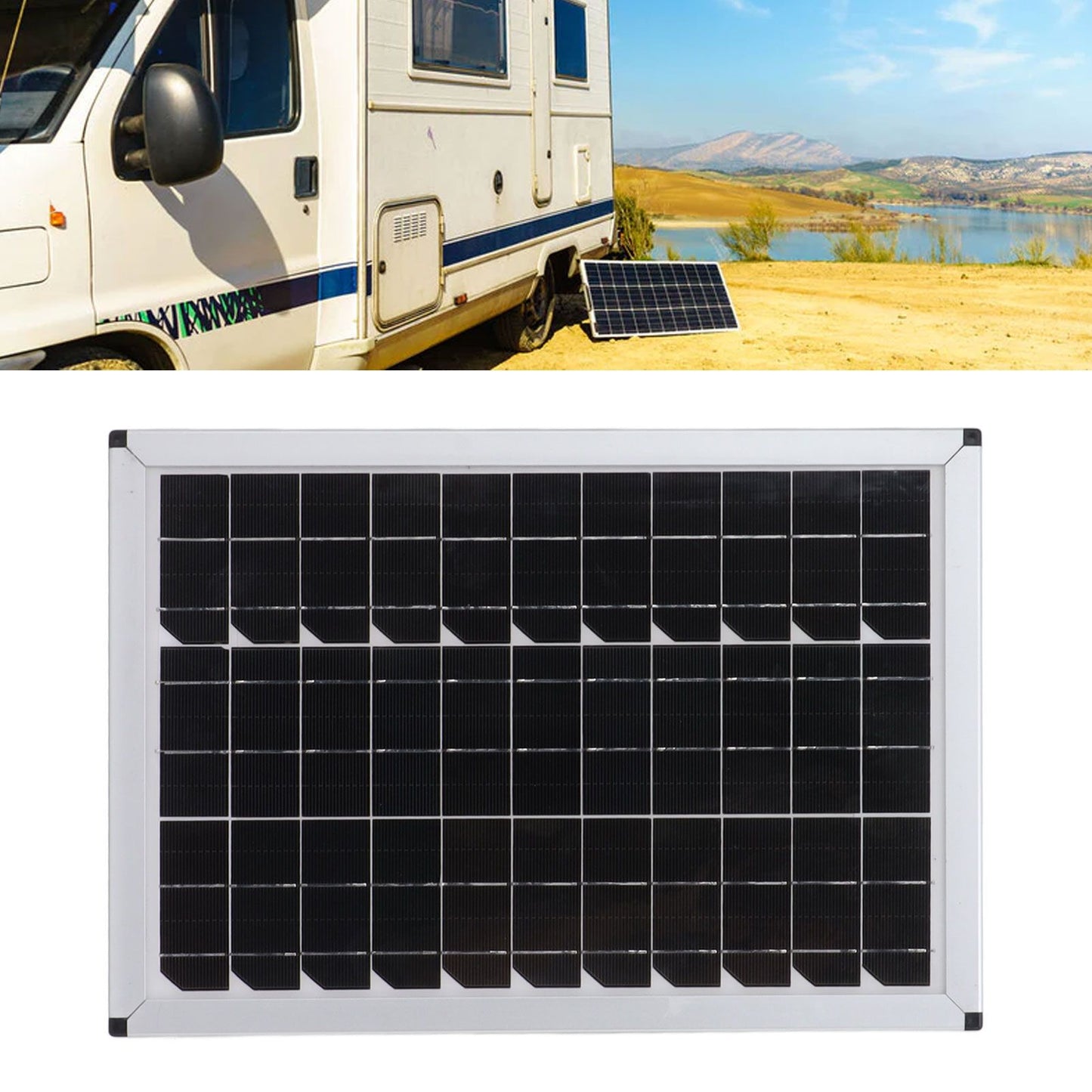 100W 18V Portable Solar Panel Kit 100 Watt 18 Volt Monocrystalline Portable Solar Panel for Automobiles Ships Airplanes Outdoor Agriculture Planting Tourism