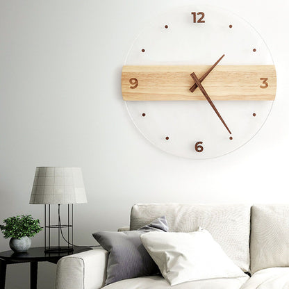 Wall Clock Silent Round Decorative Modern Acrylic Panel Hanging Clock for Living Room Bedroom Office