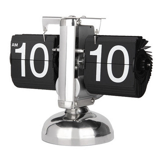 Digital Flip Down Clock Retro Minimalist Single Foot Mechanical Auto Flip Clock Desk Clock for Home Livingroom Black