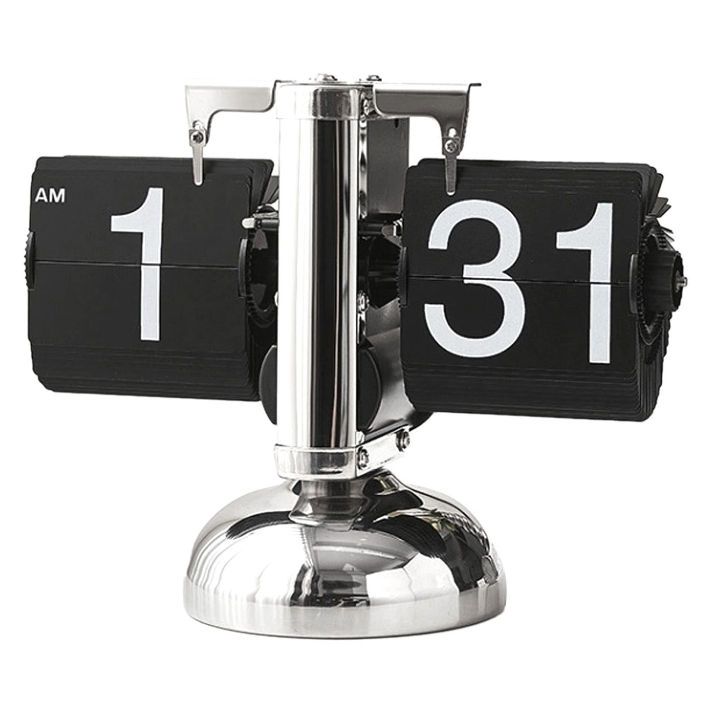 Digital Flip Down Clock Retro Minimalist Single Foot Mechanical Auto Flip Clock Desk Clock for Home Livingroom Black