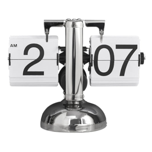 Digital Flip Down Clock Retro Minimalist Single Foot Mechanical Auto Flip Clock Desk Clock for Home Livingroom White