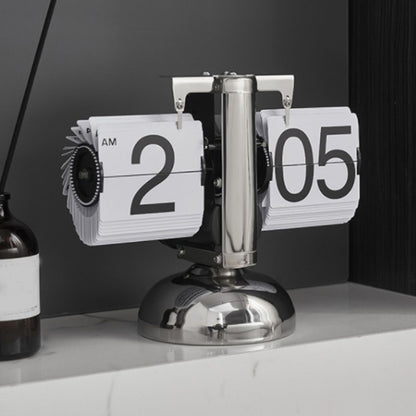 Digital Flip Down Clock Retro Minimalist Single Foot Mechanical Auto Flip Clock Desk Clock for Home Livingroom White