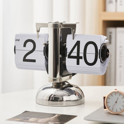 Digital Flip Down Clock Retro Minimalist Single Foot Mechanical Auto Flip Clock Desk Clock for Home Livingroom White