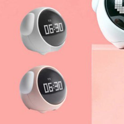 Expression Clock Cute Dog Shape Multifunctional LED Digital Alarm Clock Voice Activated Night Light White