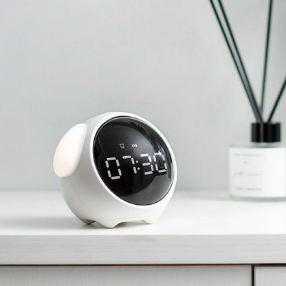 Expression Clock Cute Dog Shape Multifunctional LED Digital Alarm Clock Voice Activated Night Light White