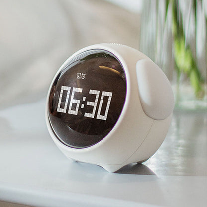 Expression Clock Cute Dog Shape Multifunctional LED Digital Alarm Clock Voice Activated Night Light White