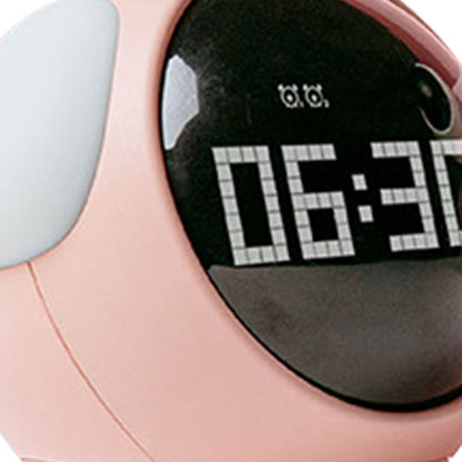 Expression Clock Cute Dog Shape Multifunctional LED Digital Alarm Clock Voice Activated Night Light Pink