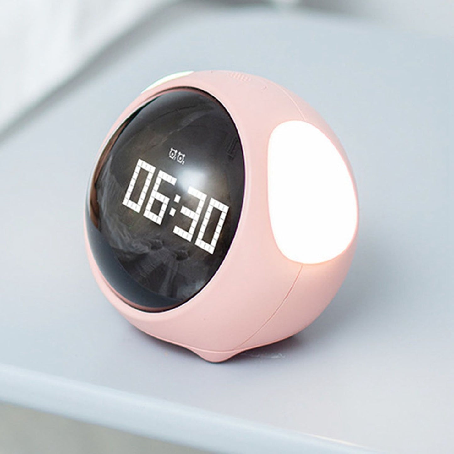 Expression Clock Cute Dog Shape Multifunctional LED Digital Alarm Clock Voice Activated Night Light Pink