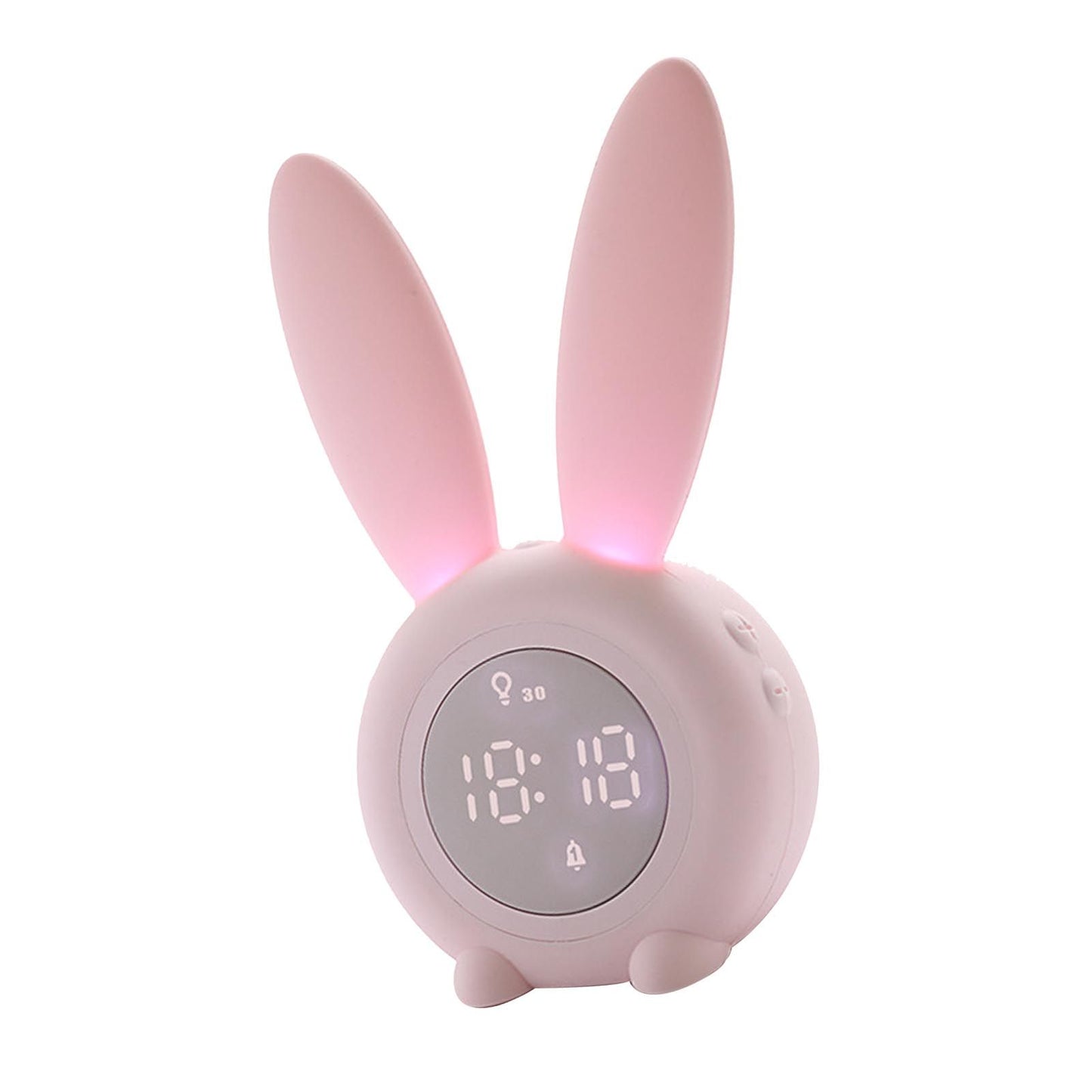 Digital Alarm Clock Cute Bunny Shape LED Night Light Luminous Digital Clock for Kids Bedroom Decor Pink