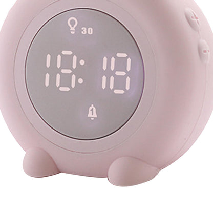 Digital Alarm Clock Cute Bunny Shape LED Night Light Luminous Digital Clock for Kids Bedroom Decor Pink