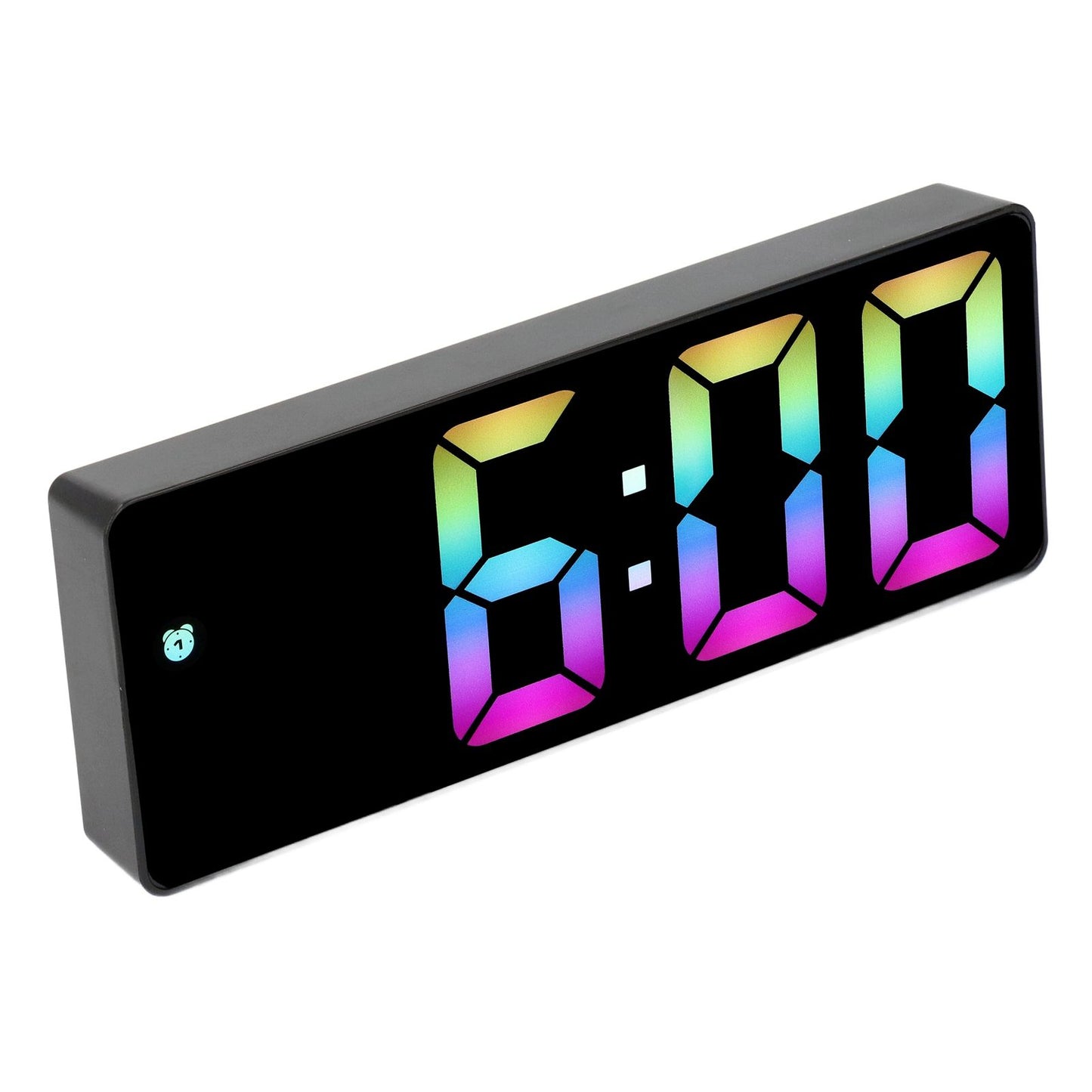 Colorful LED Digital Alarm Clock Large LED Screen Electronic Alarm Clock for Bedside Bedroom 0725 Black Shell Black Face C Style