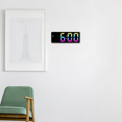 Colorful LED Digital Alarm Clock Large LED Screen Electronic Alarm Clock for Bedside Bedroom 0725 Black Shell Black Face C Style