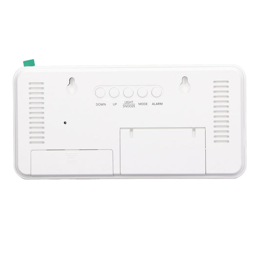 White Digital Alarm Clock with LED Mirror Screen Fashion Electronic Large Screen Clock for Home Bedroom Office