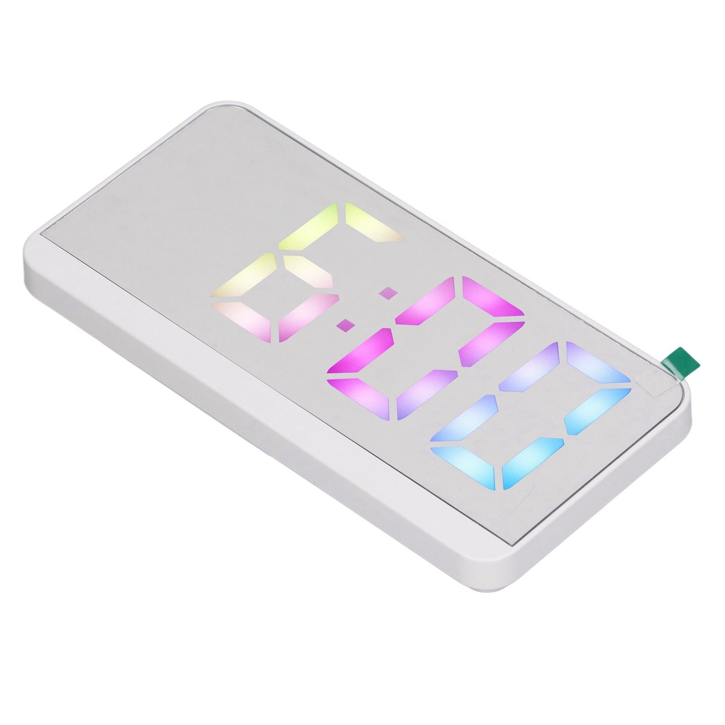 White Digital Alarm Clock with LED Mirror Screen Fashion Electronic Large Screen Clock for Home Bedroom Office