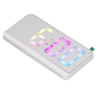White Digital Alarm Clock with LED Mirror Screen Fashion Electronic Large Screen Clock for Home Bedroom Office