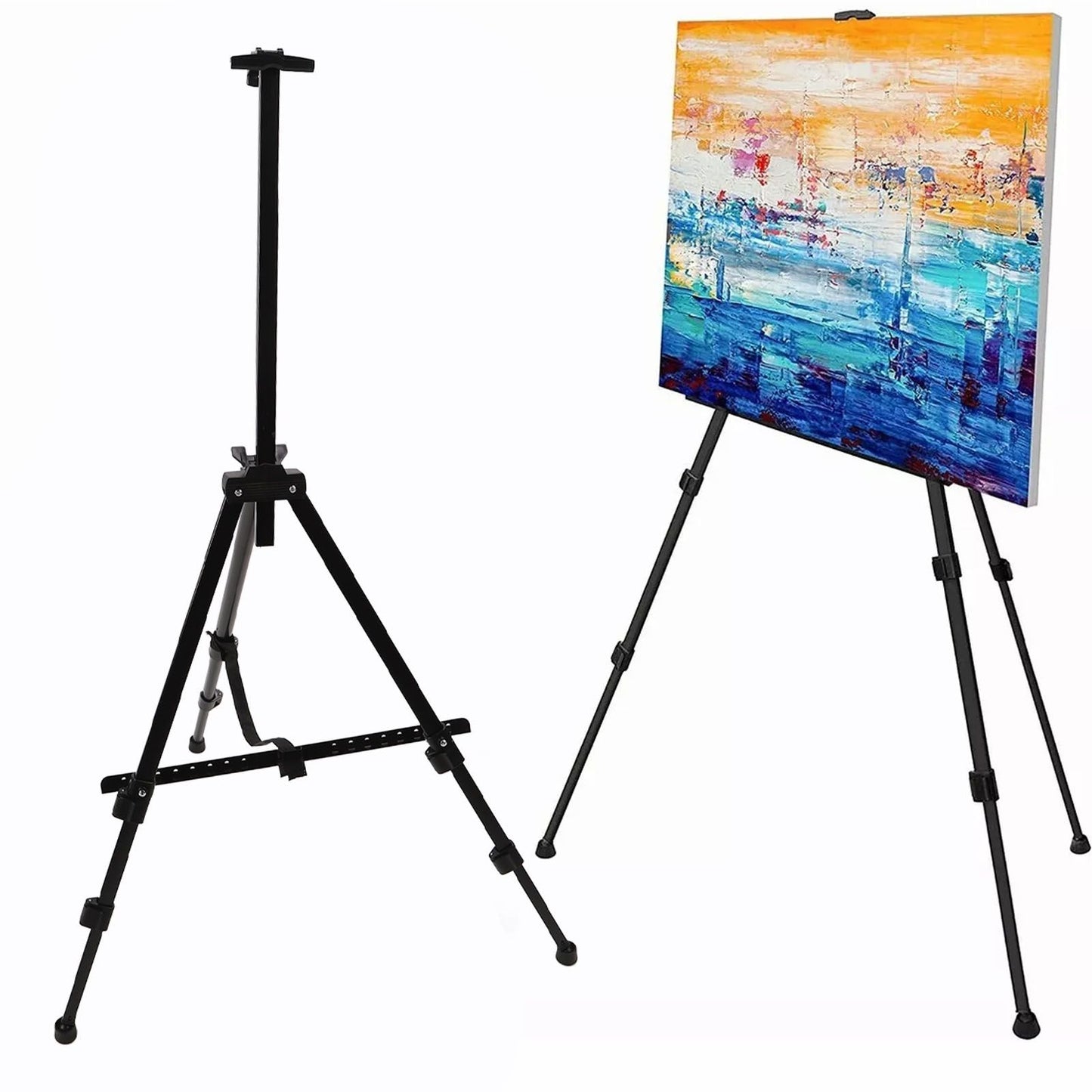 Artist Easel Stand Ferroalloy Adjustable Folding Tripod Display Easel for Drawing Painting Black