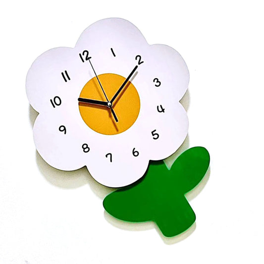 Flower Shaped Wall Clocks for Kids Cartoon Cute Exquisite Silent Wall Clock for Living Rooms Offices 20x30cm/7.9x11.8in