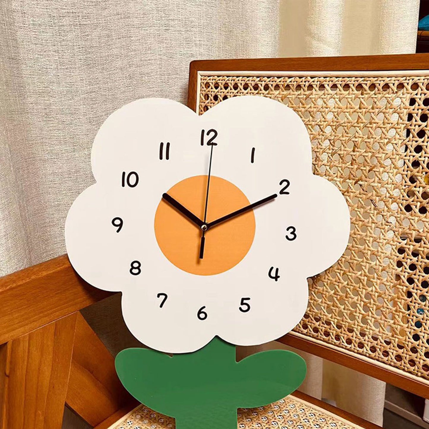 Flower Shaped Wall Clocks for Kids Cartoon Cute Exquisite Silent Wall Clock for Living Rooms Offices 20x30cm/7.9x11.8in