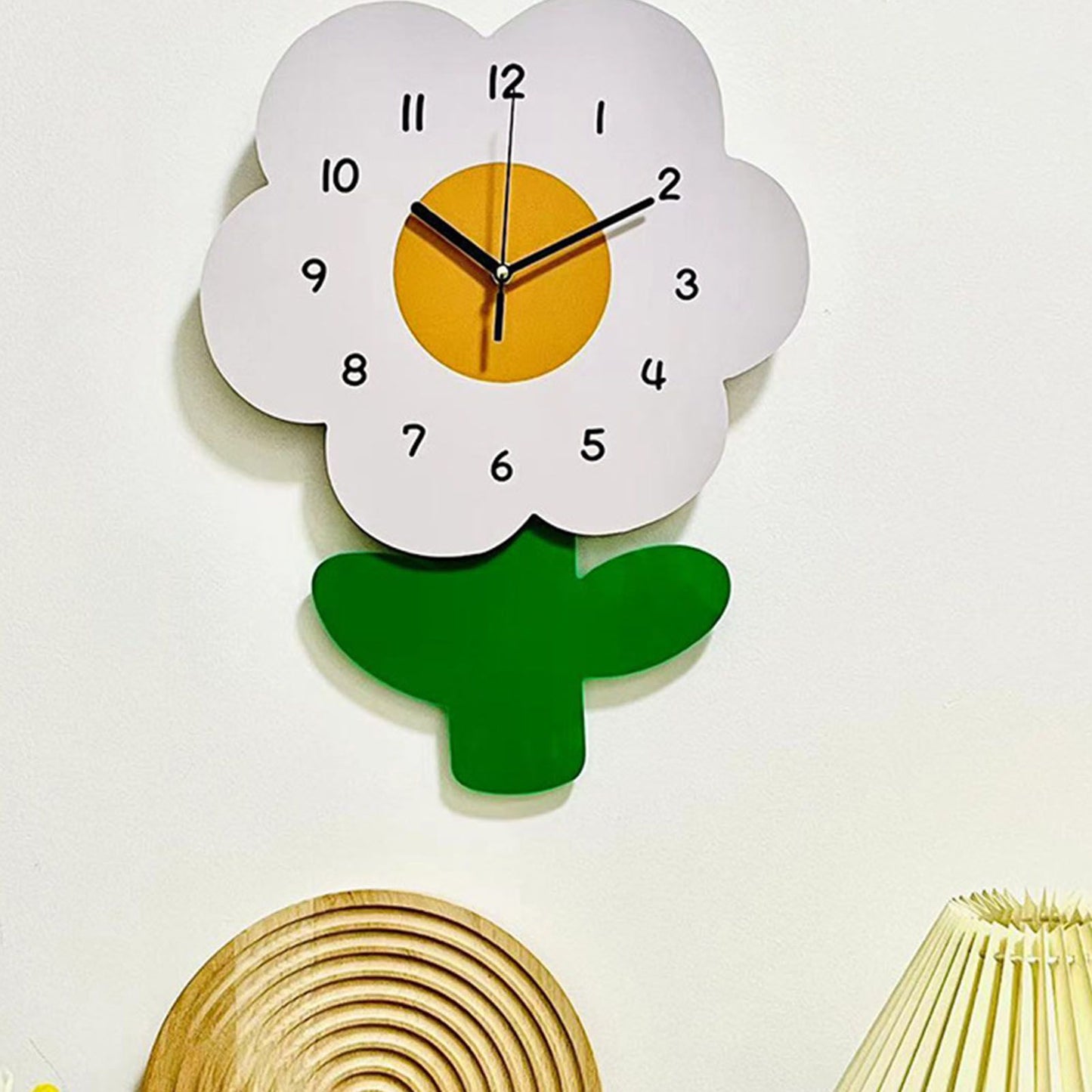 Flower Shaped Wall Clocks for Kids Cartoon Cute Exquisite Silent Wall Clock for Living Rooms Offices 20x30cm/7.9x11.8in