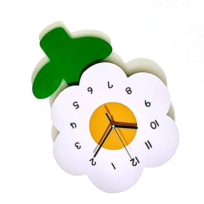 Flower Shaped Wall Clocks for Kids Cartoon Cute Exquisite Silent Wall Clock for Living Rooms Offices 20x30cm/7.9x11.8in
