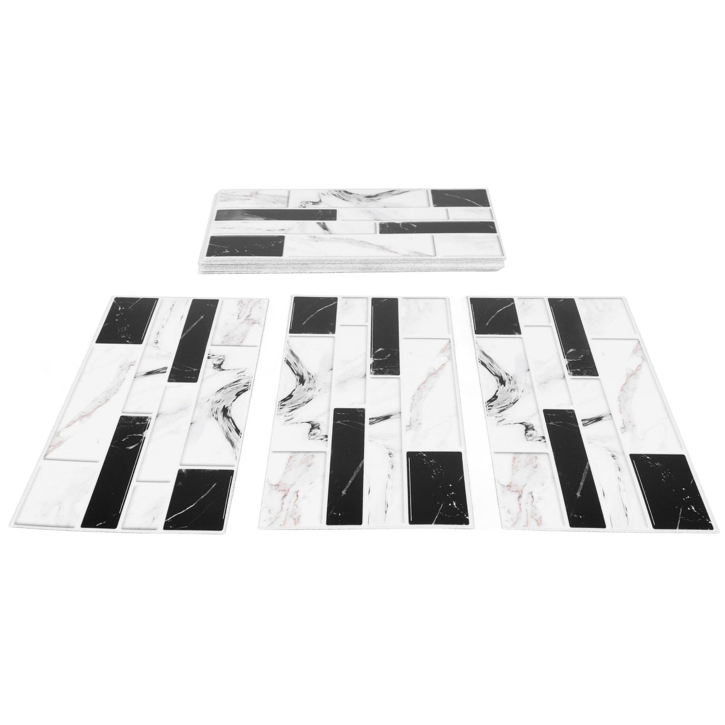 27PCS Kitchen Wallpaper Tile Self Adhesive PVC Wear Resistant White Black Faux Brick for Home Bathroom