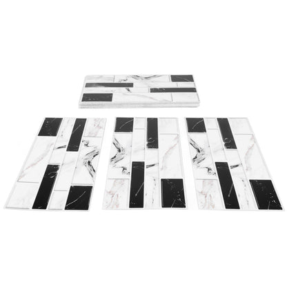 27PCS Kitchen Wallpaper Tile Self Adhesive PVC Wear Resistant White Black Faux Brick for Home Bathroom