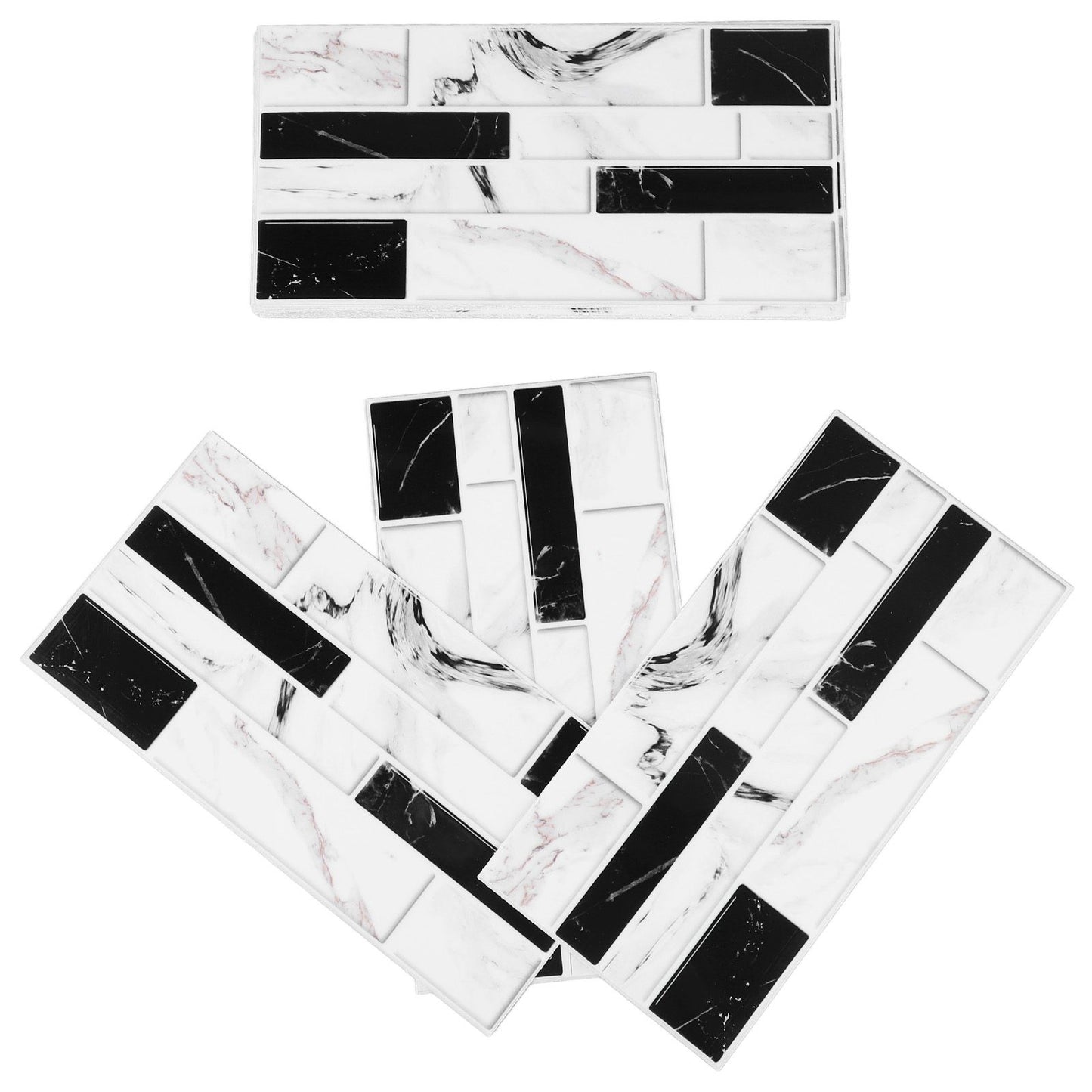 27PCS Kitchen Wallpaper Tile Self Adhesive PVC Wear Resistant White Black Faux Brick for Home Bathroom