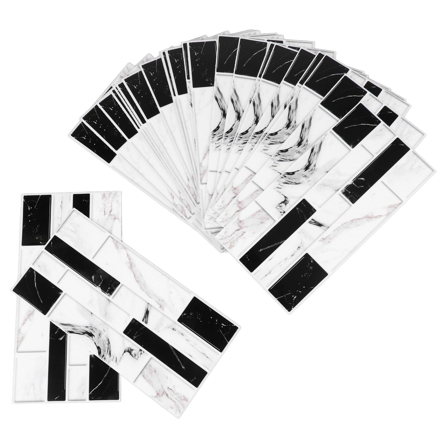 27PCS Kitchen Wallpaper Tile Self Adhesive PVC Wear Resistant White Black Faux Brick for Home Bathroom