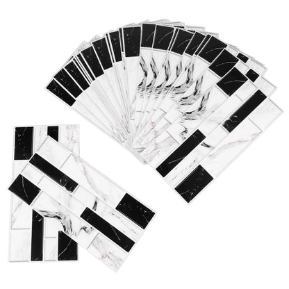 27PCS Kitchen Wallpaper Tile Self Adhesive PVC Wear Resistant White Black Faux Brick for Home Bathroom
