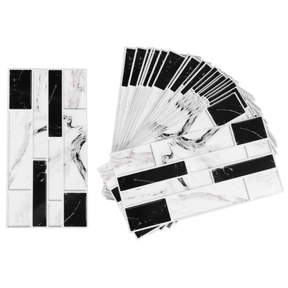 27PCS Kitchen Wallpaper Tile Self Adhesive PVC Wear Resistant White Black Faux Brick for Home Bathroom
