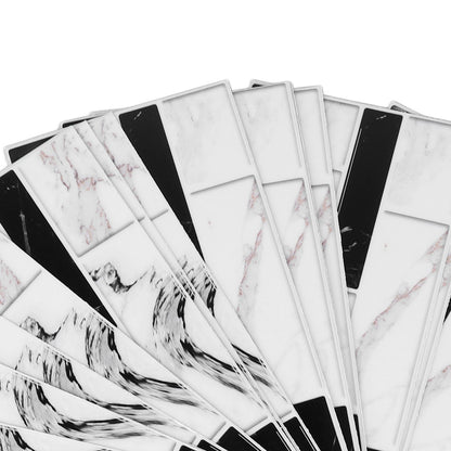27PCS Kitchen Wallpaper Tile Self Adhesive PVC Wear Resistant White Black Faux Brick for Home Bathroom