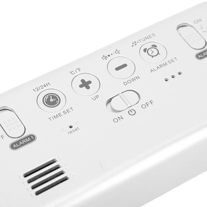 Mirror LED Alarm Clock Two Sets of Alarm Rechargeable Voice Activated Digital Clock for Bedrooms Bedside Desk Silver
