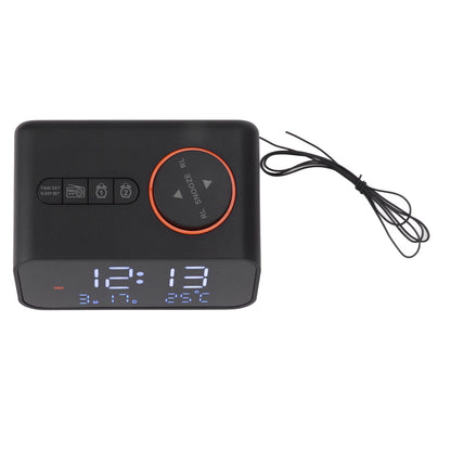 Alarm Clock Radio LED Digital Alarm Clock with FM Radio Music Temperature Humidity Display for Home Bedroom Desk Office Black