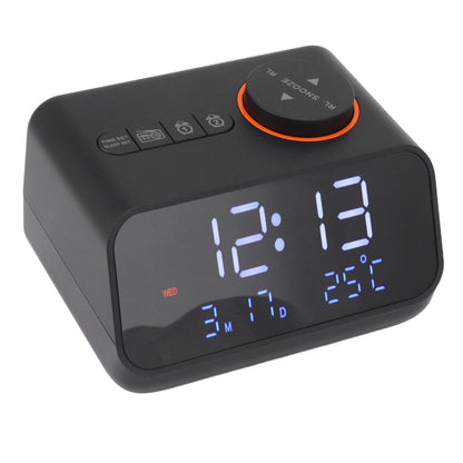Alarm Clock Radio LED Digital Alarm Clock with FM Radio Music Temperature Humidity Display for Home Bedroom Desk Office Black