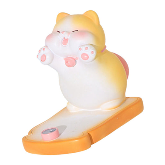 Cute Cat Cellphone Holder Resin Mini Portable Mobile Phone Stand Desk Ornament for Bedroom Office Ginger