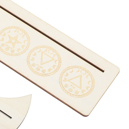 2 Pieces Wooden Tarot Card Stand Holder Stable Moon Shape and Rectangle Wooden Tarot Card Display Stand Base Type A