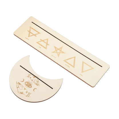 2 Pieces Wooden Tarot Card Stand Holder Stable Moon Shape and Rectangle Wooden Tarot Card Display Stand Base Type B