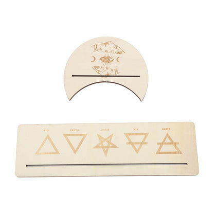 2 Pieces Wooden Tarot Card Stand Holder Stable Moon Shape and Rectangle Wooden Tarot Card Display Stand Base Type B