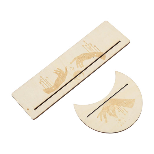 2 Pieces Wooden Tarot Card Stand Holder Stable Moon Shape and Rectangle Wooden Tarot Card Display Stand Base Type C
