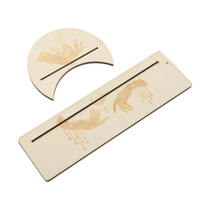 2 Pieces Wooden Tarot Card Stand Holder Stable Moon Shape and Rectangle Wooden Tarot Card Display Stand Base Type C