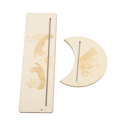 2 Pieces Wooden Tarot Card Stand Holder Stable Moon Shape and Rectangle Wooden Tarot Card Display Stand Base Type C