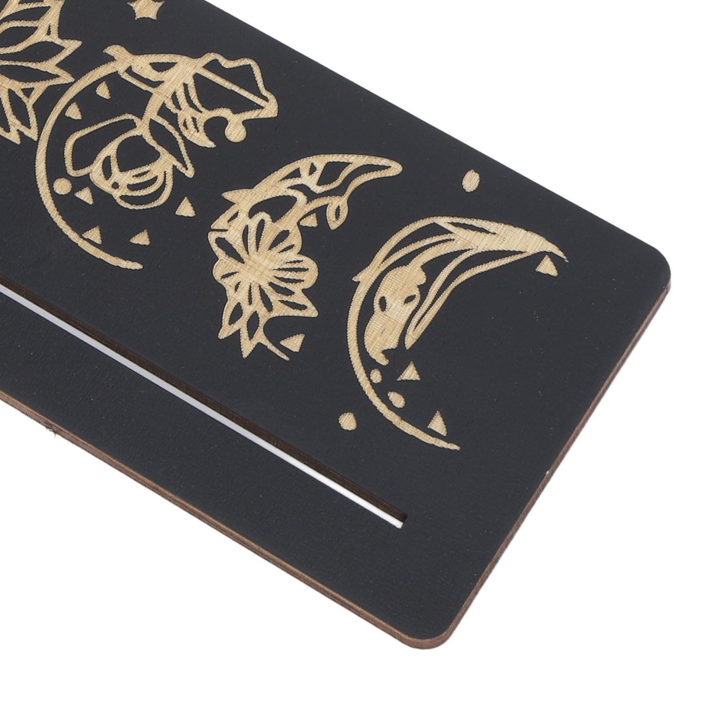 2 Pieces Wooden Tarot Card Stand Holder Moon Shape and Rectangle Wooden Tarot Card Display Stand Base Black Type A
