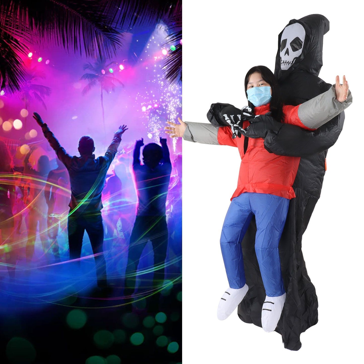 Black Scary Ghost Inflatable Costume Adult Halloween Party Funny Waterproof Cosplay Costume Props
