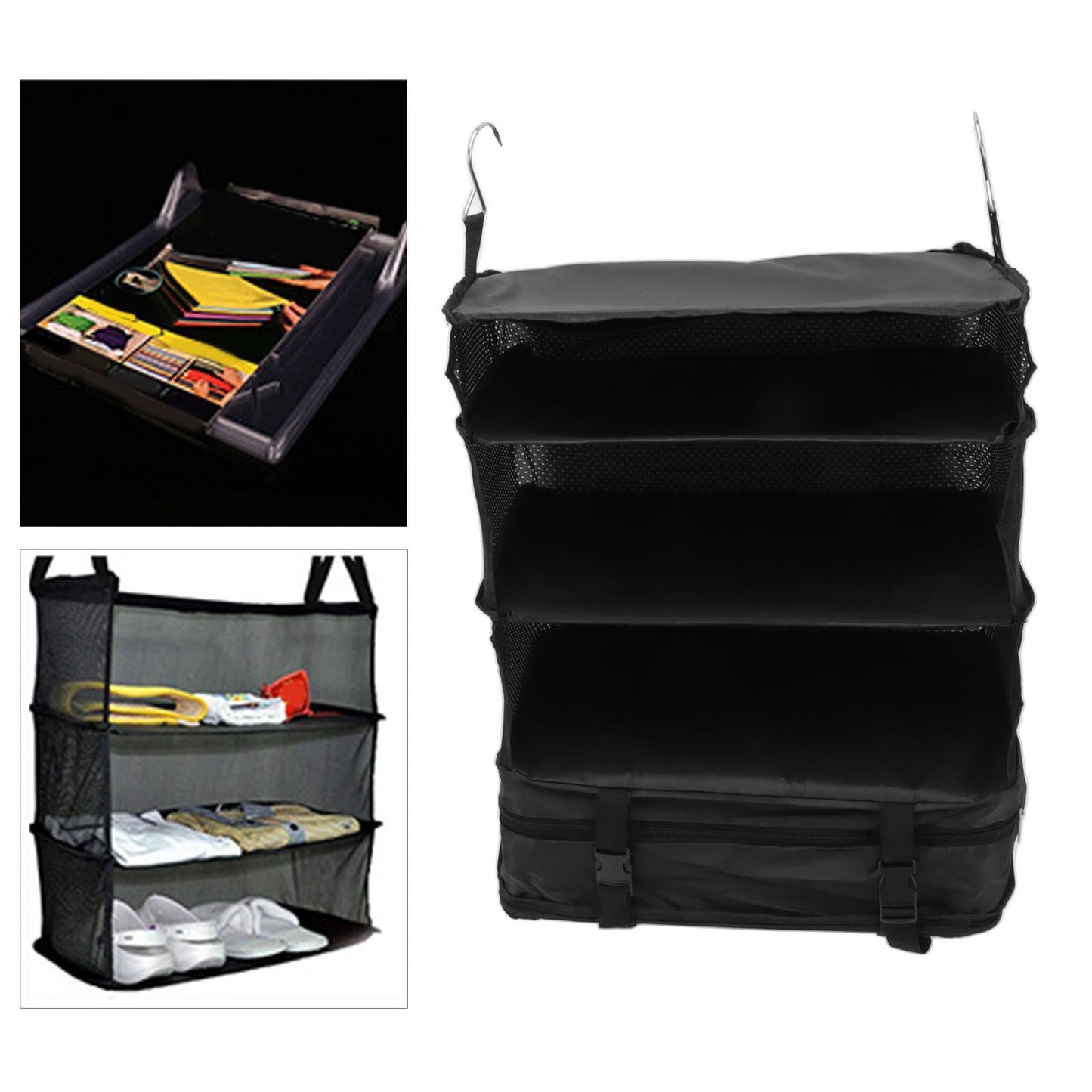 Hanging 3 Shelf Travel Shelves Bag Portable Multifunctional Large Capacity Hanging Packing Cubes Storage Bag