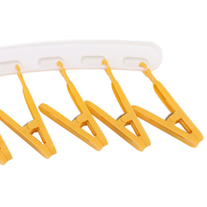 Plastic Sock Clips Drying Rack Straight Rod for Clothes Travel Portable Supplies White and Yellow