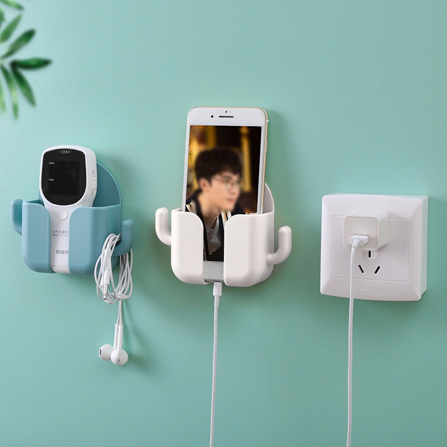 Self Adhesive Wall Mount Cell Phone Holder Wall Mount Phone Charging Holder for Home Office Bedroom White